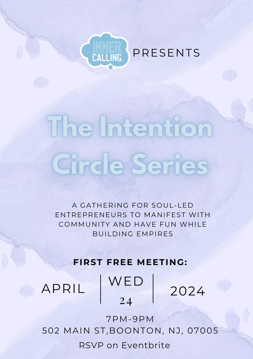 #NorthJersey soul-led entrepreneurs !! I invite you to the first FREE meeting of the intention circle series! In Boonton this coming Wednesday, April 24th from 7-9 pm! RSVP and read more on Eventbrite✨ link in my bio ✨