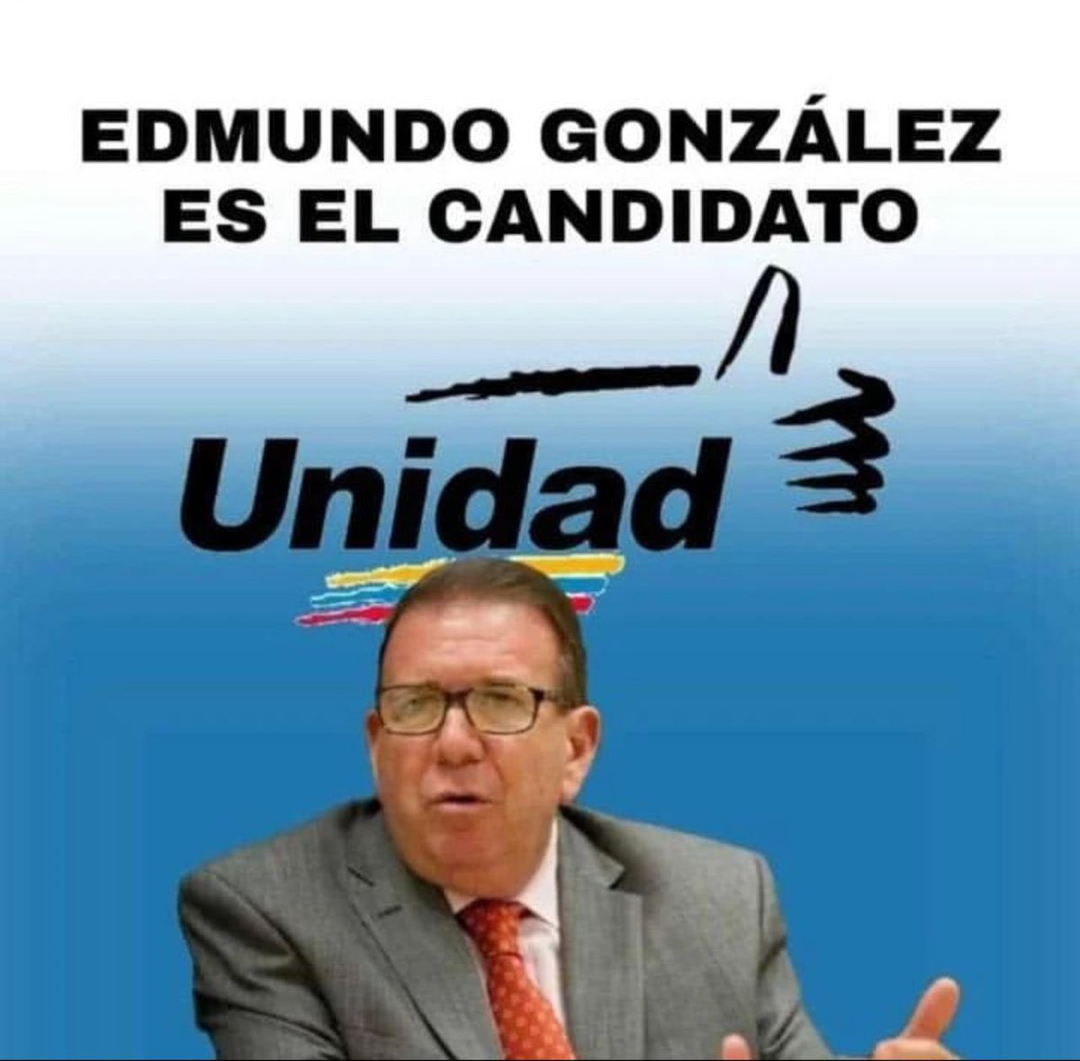 Anunciamos a todos los venezolanos que de manera unánime aprobamos la candidatura del Embajador Edmundo González Urrutia @EdmundoGU, quién ya está inscrito como candidato presidencial de la unidad democrática en la tarjeta de la #MUD. El pueblo venezolano, quiere un cambio a