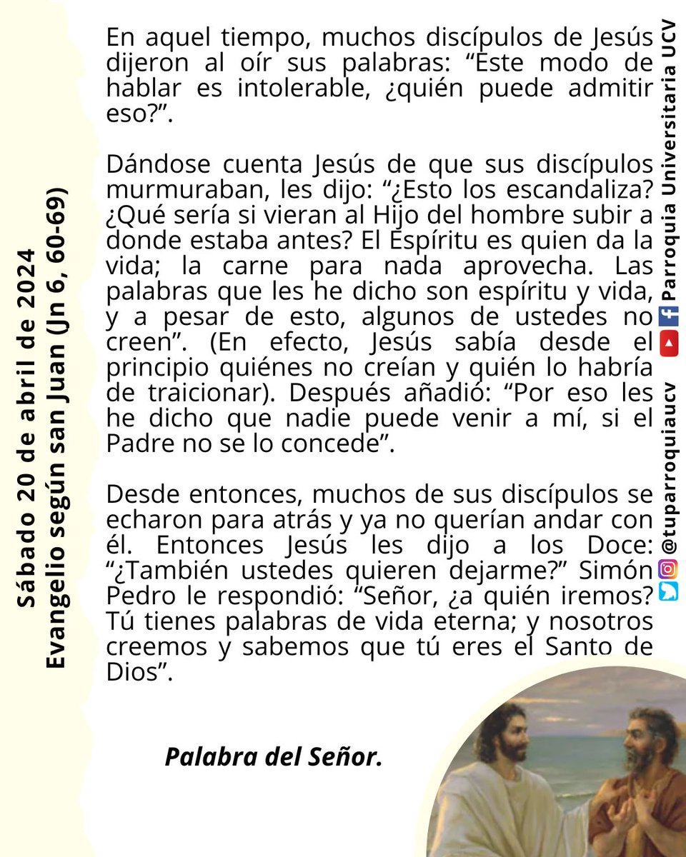 #EvangelioDeHoy #EvangelioDelDía #20Abr #EnTodoAmarYServir #JesuitasDeVenezuela #TuParroquiaUCV