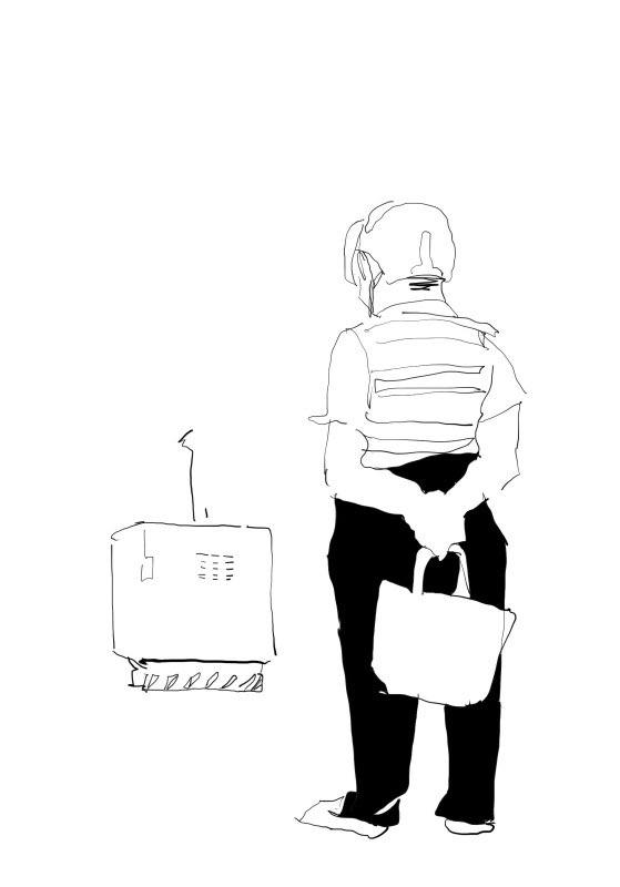 #クロッキー 速寫 對著電箱發呆的路人 