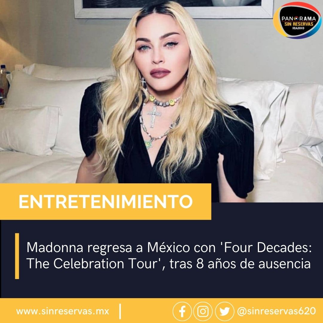#entretenimiento | Después de ocho años de ausencia en México, Madonna vuelve a la CDMX con su gira ‘Four Decades: The Celebration Tour’, con cinco conciertos programados para celebrar sus 40 años de carrera innovadora. i.mtr.cool/csngmbzrcg