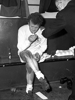 For FA Cup Semi Final Weekend: Billy Bremner lights up at half time in Leeds United’s match against Manchester United in 1970