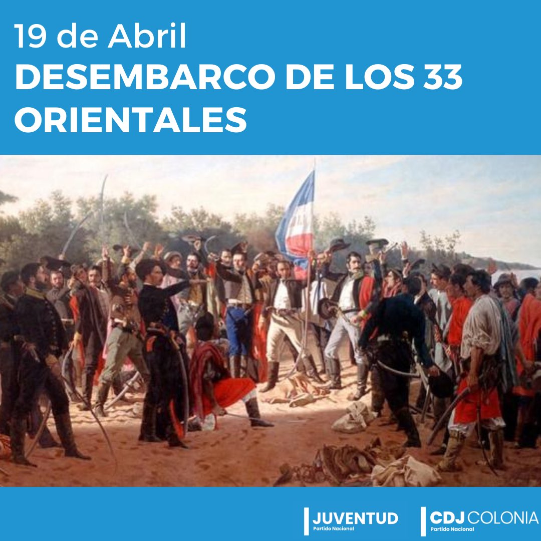 CDJ_Colonia's tweet photo. 19 de abril de 1825 - Desembarco de los 33 orientales en la Playa de la Agraciada.
“Libertad o Muerte” https://t.co/XK3cYuZwVc