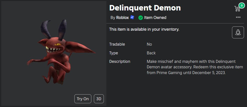🎉 Delinquent Demon - Code Giveaway 🎉

📘 Rules:
- Must be following me + Like the tweet
- Reply with anything random

⏲️ 5 random winners will be picked tomorrow at 11 PM EST.
#Roblox #robloxgiveaway #robloxgiveaways #RobloxUGC