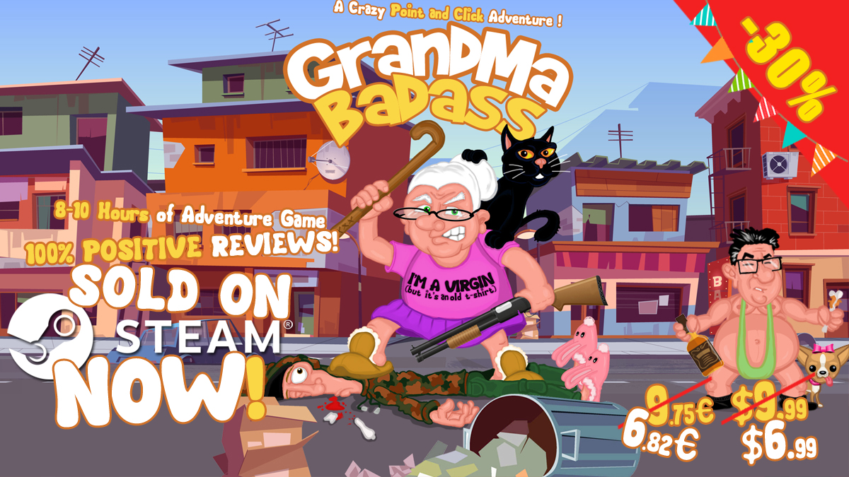 Get 30% off the #pointandclick game Grandma Badass during Steam Weeklong deal for May 06 2024 !
A 2D cartoon adventure point and click #indiegame with 100% positive reviews on Steam!
👉store.steampowered.com/app/1606640/
#SteamDeals #Steam #SpringSale #indiegames #gaming #pcgaming