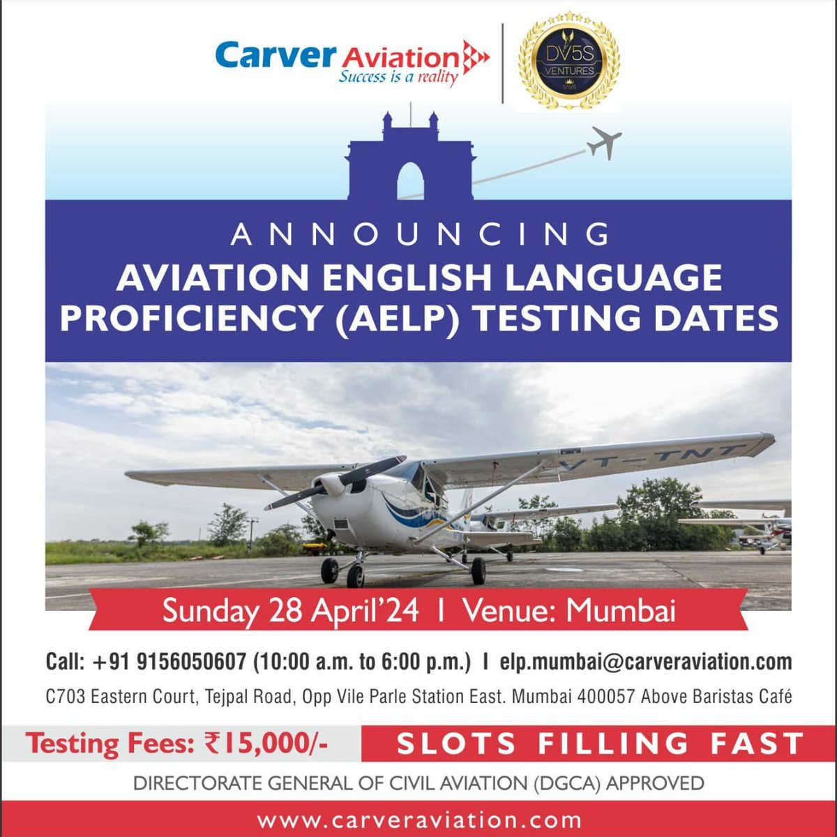 Slots filling up quickly - book your seat TODAY.

For more details, call now on : 9175060708

#AELPtesting #aelp #CarverAviation #baramatiairport  #registernow