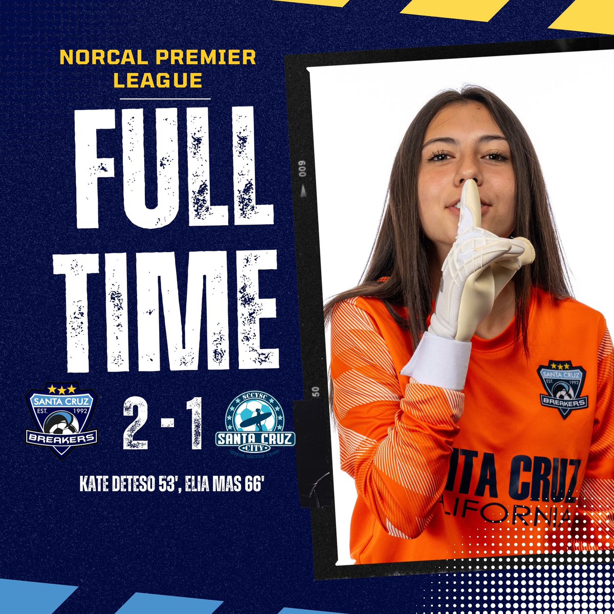 santacruzutdfc's tweet image. 🏁 FT: Santa Cruz Breakers 2 - 1 Santa Cruz City Youth Soccer (U15)
⚽ Kate Deteso 53&apos;, Elia Mas 66&apos;
#santacruzbreakers #norcalpremier #derby #youthsoccer #soccer #sayitwithyourcrest #est1992 #legacyisearned