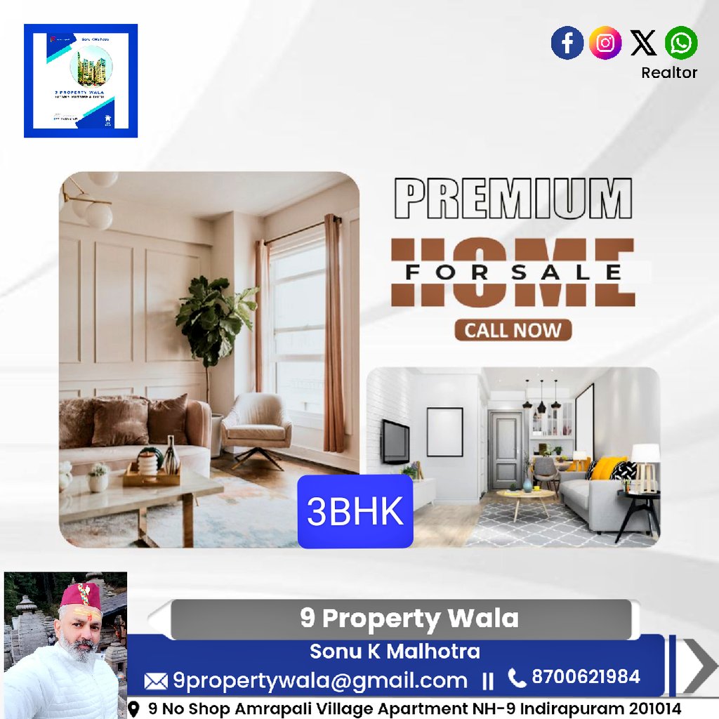 Premium home for sale in Indirapuram! Call +91-9311632755 #2Bhk #3bhk #flat #shop #office #Indirapuram #home #realestate #realtor #realestateagent #property #investment #househunting #dreamhome #luxury #interiordesigner