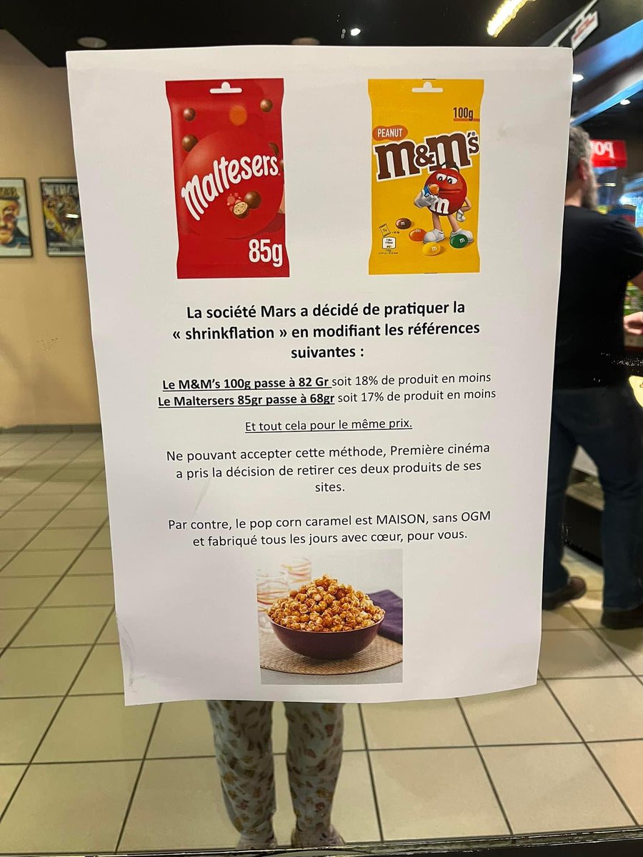 Ce cinéma dit non à la shrinkflation et décide d’arrêter de vendre les produits concernés