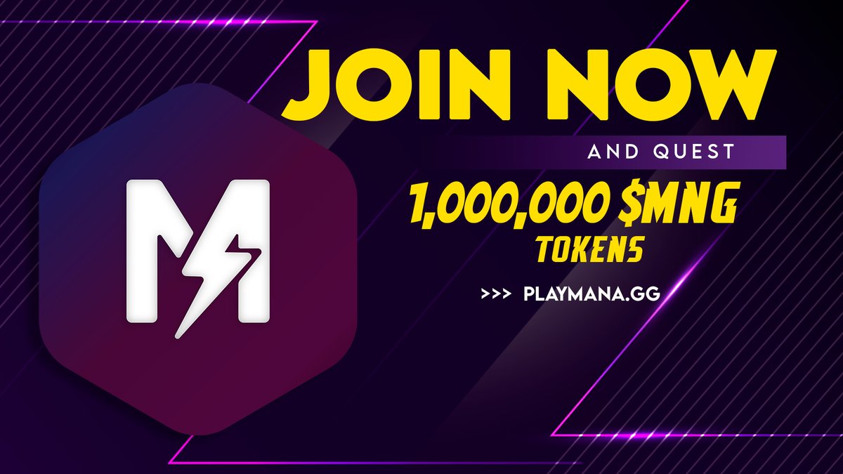 Launching the Play Mana Questing System. Login to playmana.gg and join the fun. Earn $MNG for every event. 1,000,000 MNG in one Month.