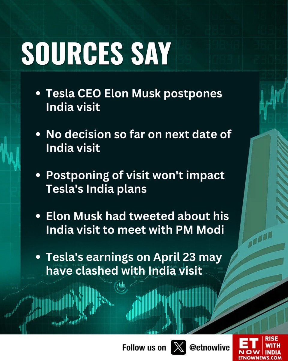 Sources Say | Tesla CEO Elon Musk postpones India visit @joinsumit #ElonMusk #Tesla #PMModi