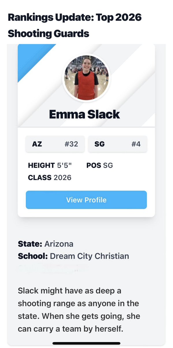 dccgirlshoops's tweet image. Thank you @PGHArizona for recognizing Emma Slack. Gonna be a great year for her on the national prep circuit.
