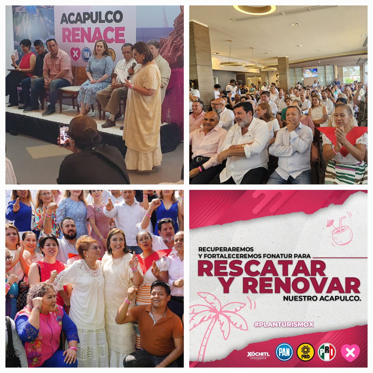 ¡No dejaremos que #Acapulco se nos deshaga de entre las manos!

Hoy <a href="/XochitlGalvez/">Xóchitl Gálvez Ruiz</a> anuncia que encargará a <a href="/FonaturMX/">Fonatur</a> coordinar el plan de rescate y renovación de #Acapulco ante representantes del sector turístico y apoyo total a este bello puerto.

#XochitlGalvezPresidenta2024