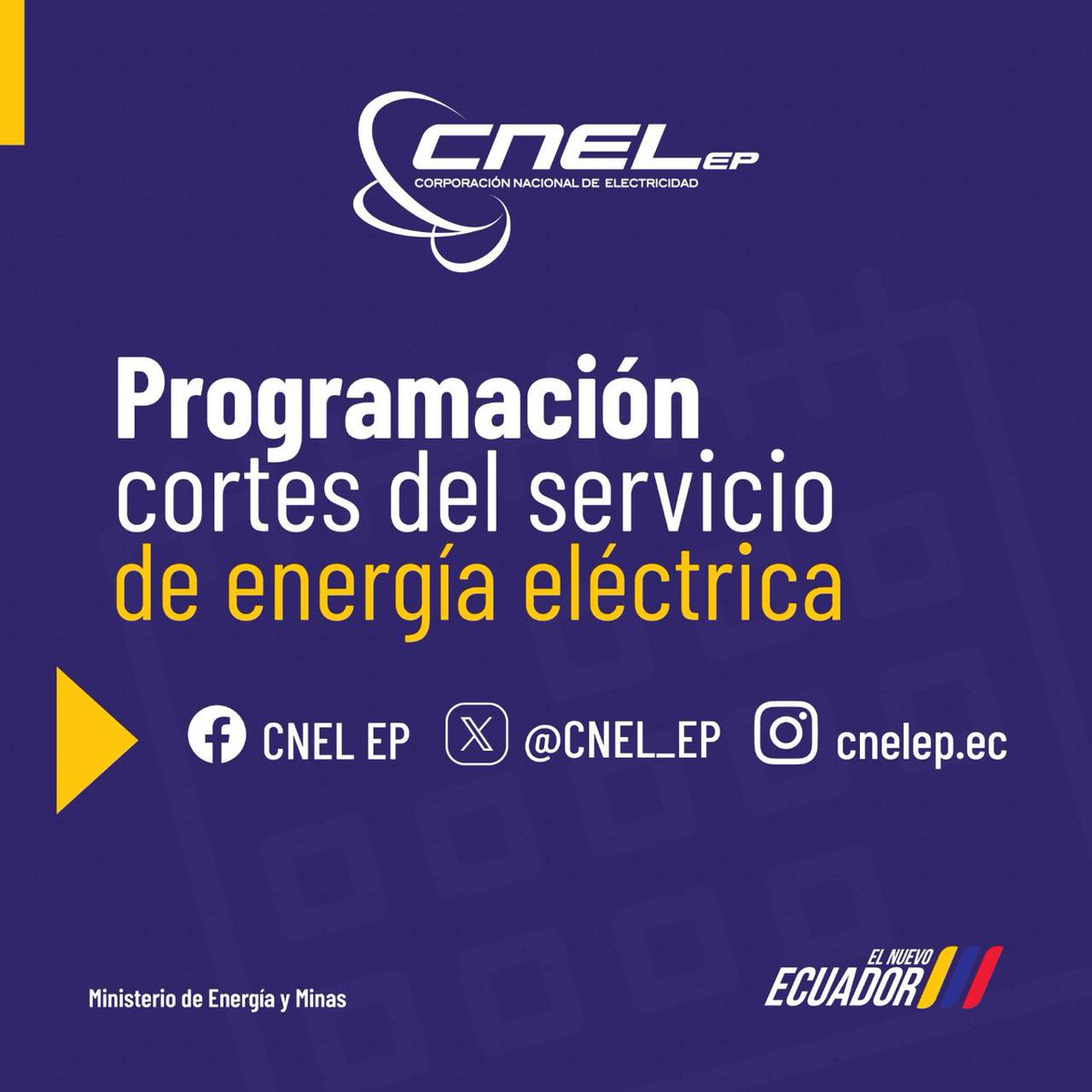 CNEL_EP's tweet image. 🚨 ATENCIÓN      

Unidad de Negocio #GuayasLosRíos    

Conoce los horarios de cortes del servicio de energía eléctrica del sábado 20 de abril de 2024.        

Descarga aquí el archivo PDF: bit.ly/3Wbbi8j