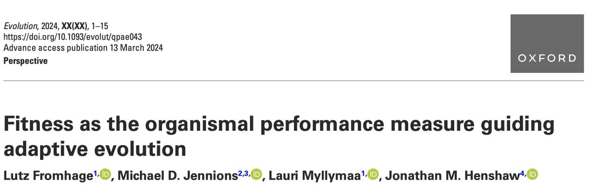 New Evolution paper by @lutzfromhage et al. Check it out if you refer to adaptive and maladaptive in your work. doi.org/10.1093/evolut… The bonus video is great for teaching about fitness. youtu.be/exp4ZpFZWHE