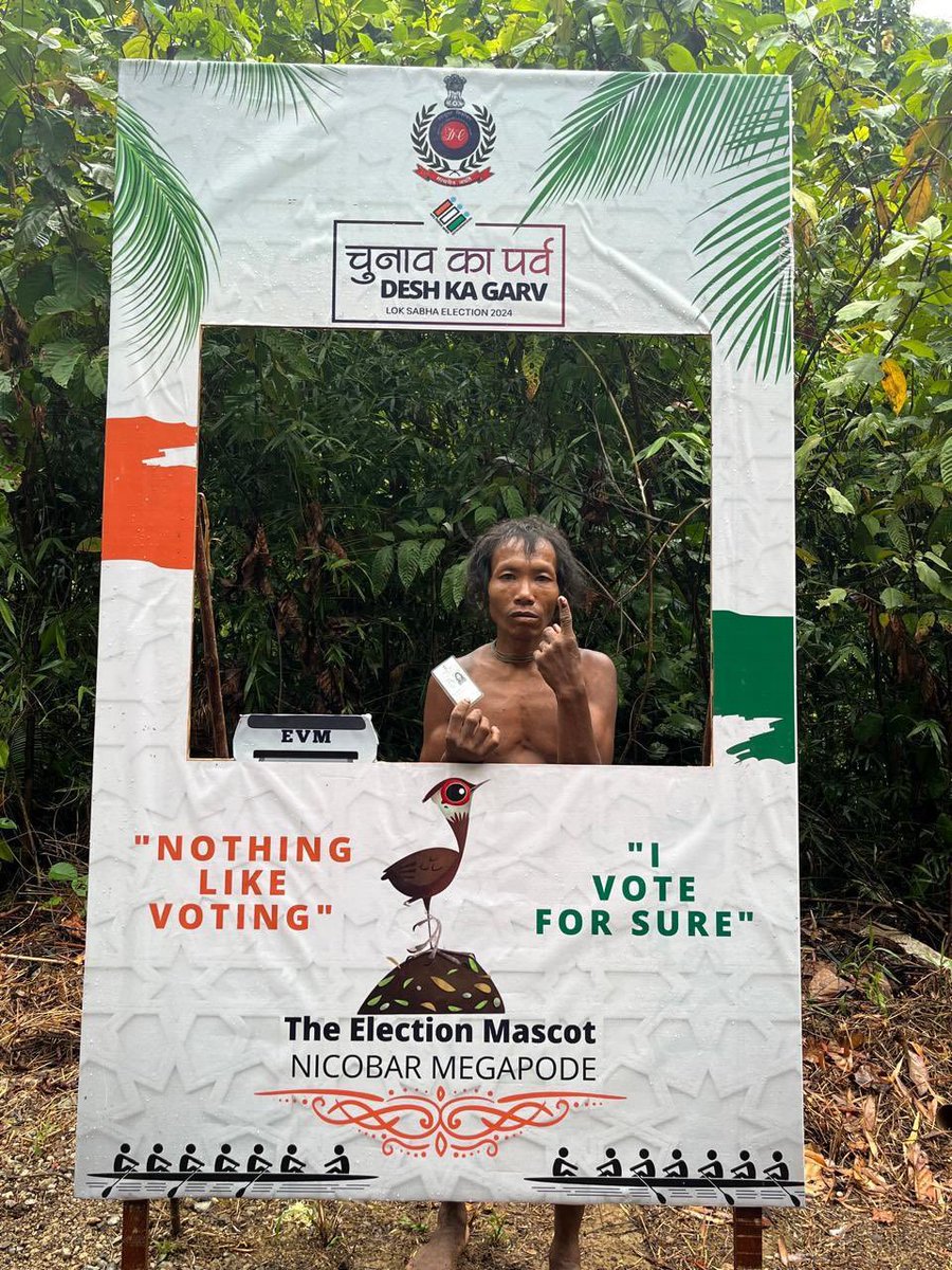🚨Shompen Tribe - A Vulnerable Tribal Group In Andaman Votes For 1st Time since independence in #LokSabaElections2024 - One of the PVTGs in india - Most isolated tribes on Earth -Staple food is the pandanus fruit 🧵
