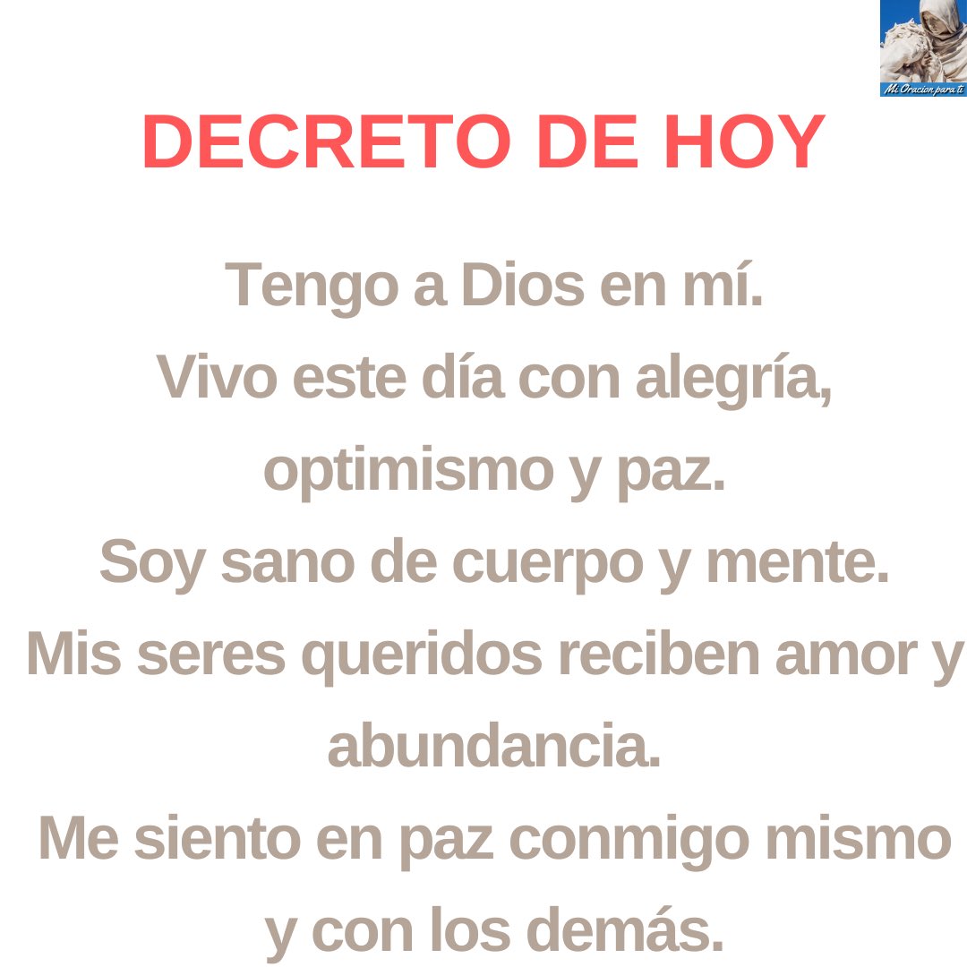 Decreto Diario 🙏 167
Decreto diario donde mentalizo mi vida y mi familia tranquila, estable y plena
#DecretoDiario,#Decretodeldía,#decreto,#decretos,#decretodehoy,#decretoparahoy,#decretopositivo,#mioracionparati,#decretopoderoso,#decretodefelicidad,