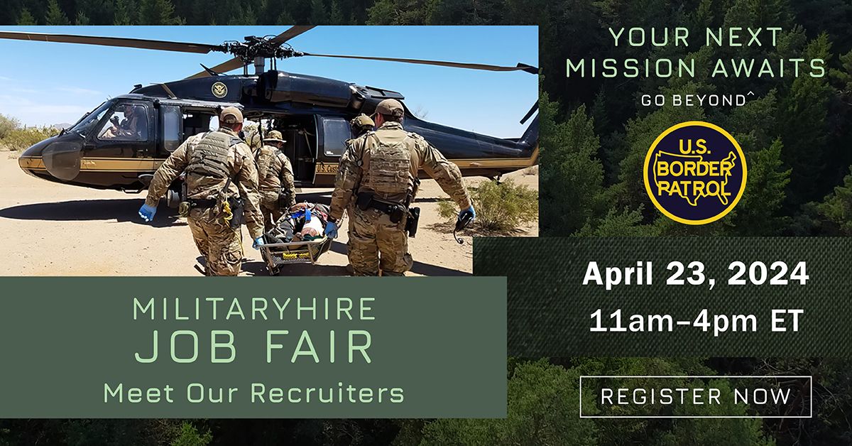 Meet with @USBP recruiters and learn what it takes to become a Border Patrol Agent after your military service is complete. Register for the virtual job fair here: app.brazenconnect.com/events/7Z7YL?u… #CBPCareers #HiringVeterans