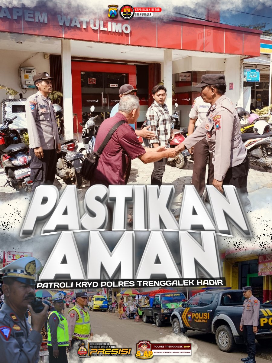 Potret kehadiran petugas Kepolisian guna pastikan situasi kamtibmas aman kondusif, dan Polres Trenggalek hadir ditengah masyarakat dengan melaksanakan patroli wilayah untuk memberikan rasa aman dan nyaman kepada masyarakat. Selamat Hari Konsumen Nasional