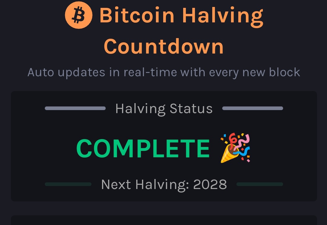 0xiMalik's tweet photo. BREAKING: Bitcoin halving officially complete.

Now Dump It 📉 #BTC https://t.co/MCRCGcZE6i