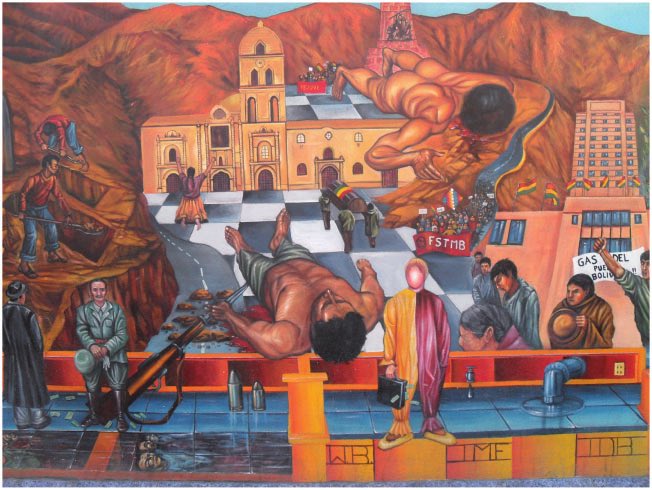 PenForMovement's tweet photo. DAY 18: A mural depicting anti-imperialism in Bolivia by Apacheta, photographed by Kevin Young

Imperialism doesn’t always need a military. Decades of globalisation &amp; neoliberalism do the job too. Let this be a reminder to think critically about how we define the ‘opposition’. https://t.co/duoqTGL3Tx