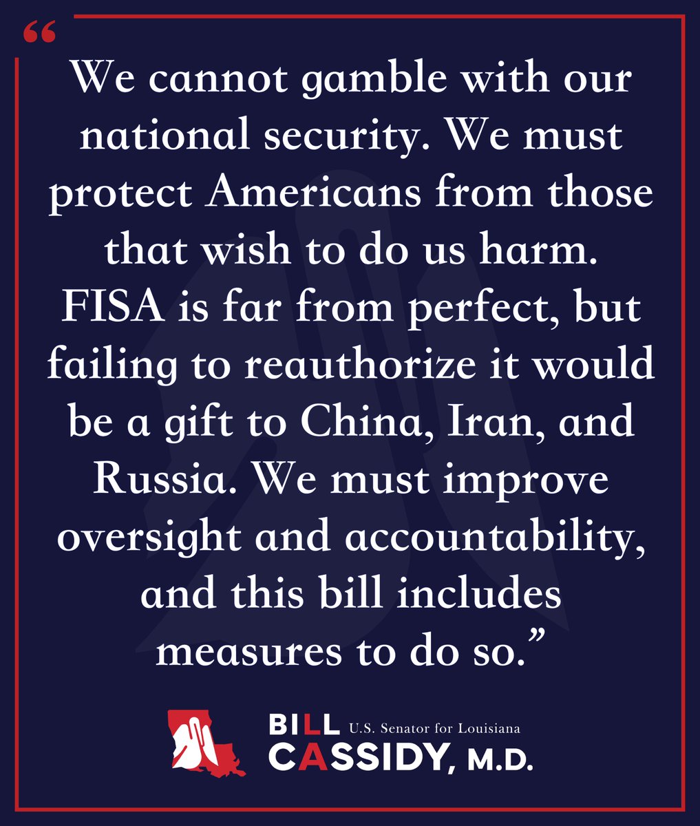 My statement on voting to reauthorize the Foreign Intelligence Surveillance Act (FISA):