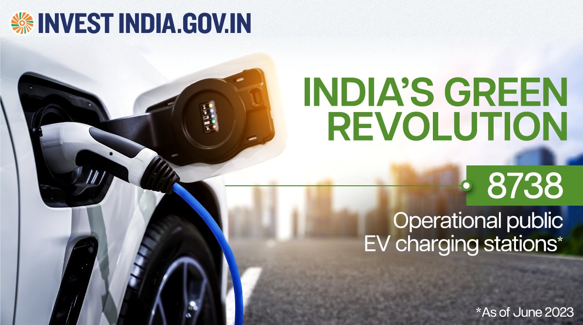 #NewIndia is witnessing growing demand for #EV charging stations, with 1433545 #electricvehicles registered as on December 2023, sparking a green revolution in the country. Know more: bit.ly/II-Automobile #InvestIndia #InvestInIndia #EVCharging #AutomobileSector @mnreindia