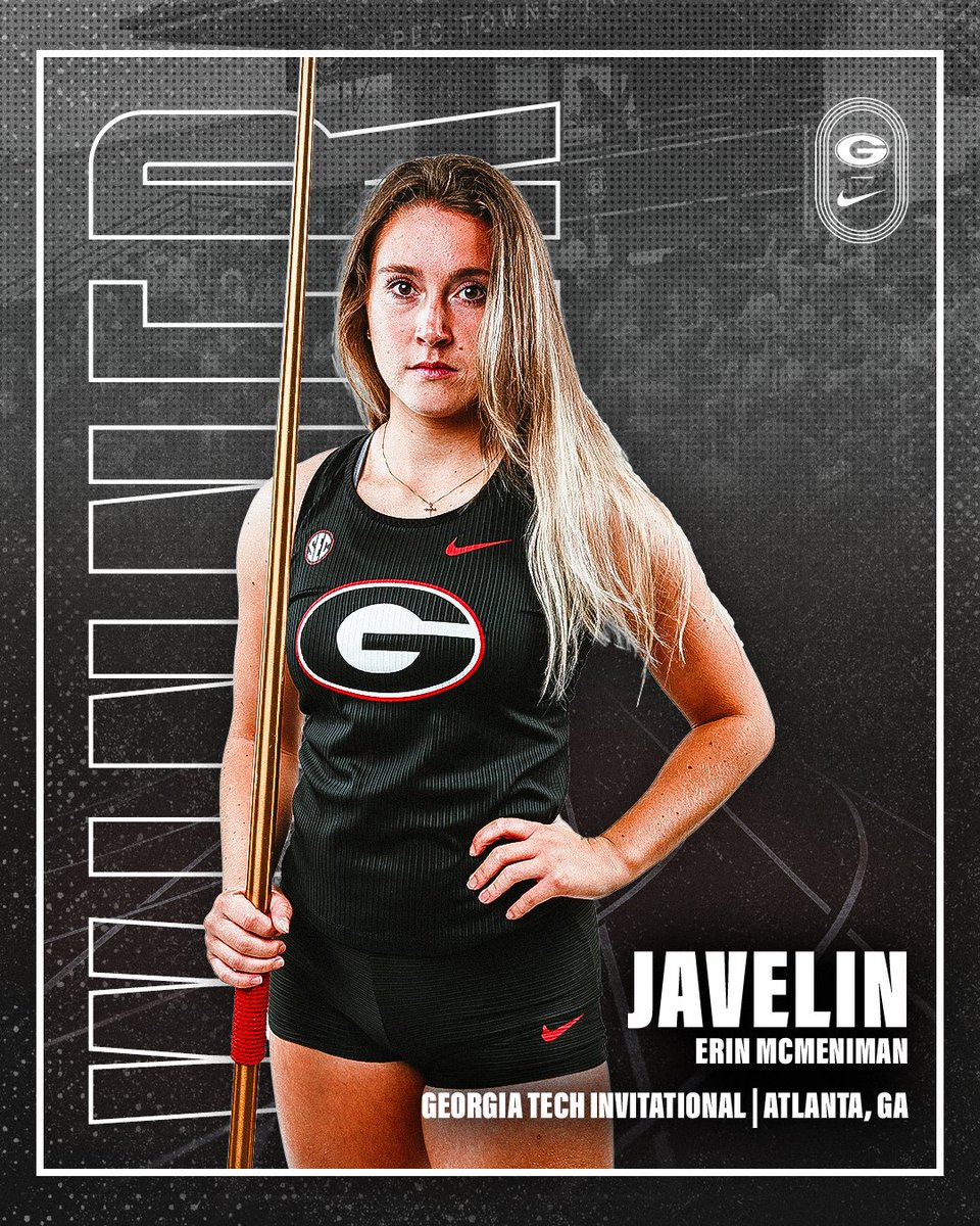 Another week, another javelin victory for the #Dawgs 🤩 Erin McMeniman throws the javelin 47.08m/154-5 on her sixth and final attempt to earn a 🥇 at the Georgia Tech Invitational 💥 #GoDawgs