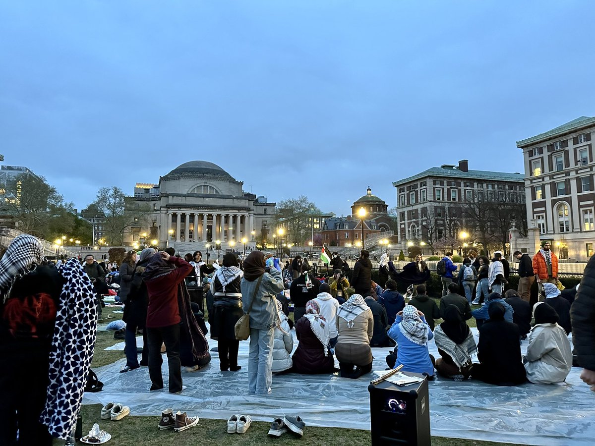 Tonight at Columbia Jewish students led a full Shabbat service at the Gaza solidarity encampment. Minutes later Muslim students had their evening prayer service. All surrounded by love. Please do let the world know: there are ways to live that aren’t being a paranoid bigot.