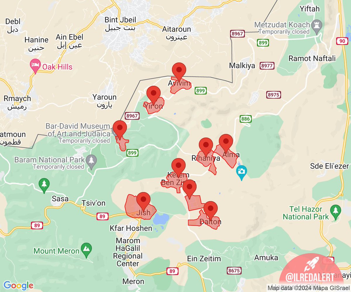🚨 Large Red Alert [07:46:21] - 9 Alerts: • Confrontation Line — Alma, Rehaniya, Dalton, Baram, Yir'on, Kerem Ben Zimra, Jish (Gush Halav), Avivim, Ramat Dalton Industrial Zone #Israel #RocketAlert #RedAlert