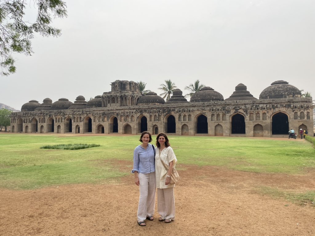 Exploring #Hampi with @inBritish Director @albarrett09, means an 0600 🛺 pick up for A LOT of monuments. Early morning stop at C15th Elephant Stables.