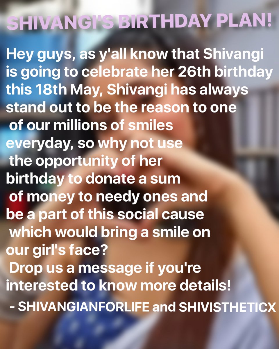 since shivangi's birthday is around the corner, dm us quick if you're interested:) • #ShivangiJoshi #Shivangians #ShivangiJoshiBdayCountdown •