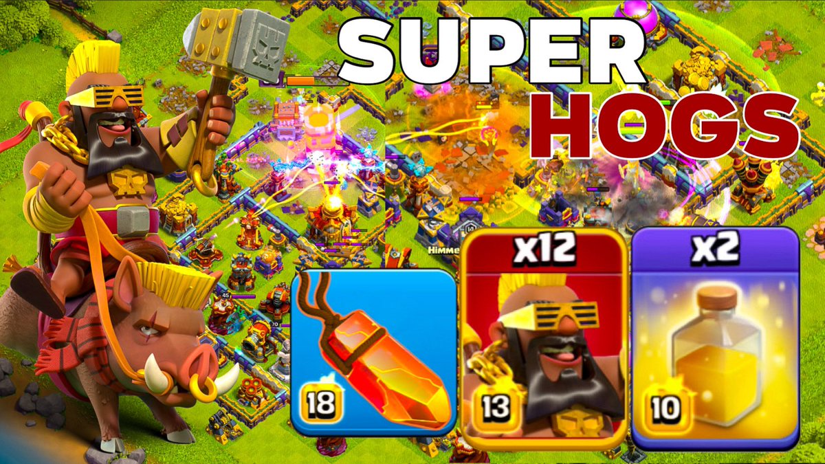 Powerplay: TH16 Sui Hero Super Hog Rider Crushing Legend League Attacks! Click Here:youtu.be/EOrymWJq_Uo #clasofclans #clashon #superhogrider