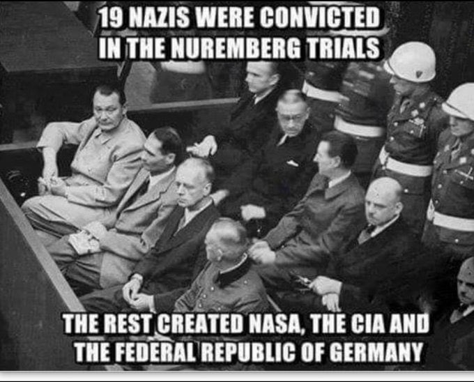 The NAZIS didn’t loose the war. They spread out to the countries. NAZIS went to the US and established NASA to hide gods creation of the firmament.  The moon is under the firmament / dome, not in outer space. The billions given to NASA were for black ops and digging tunnels.