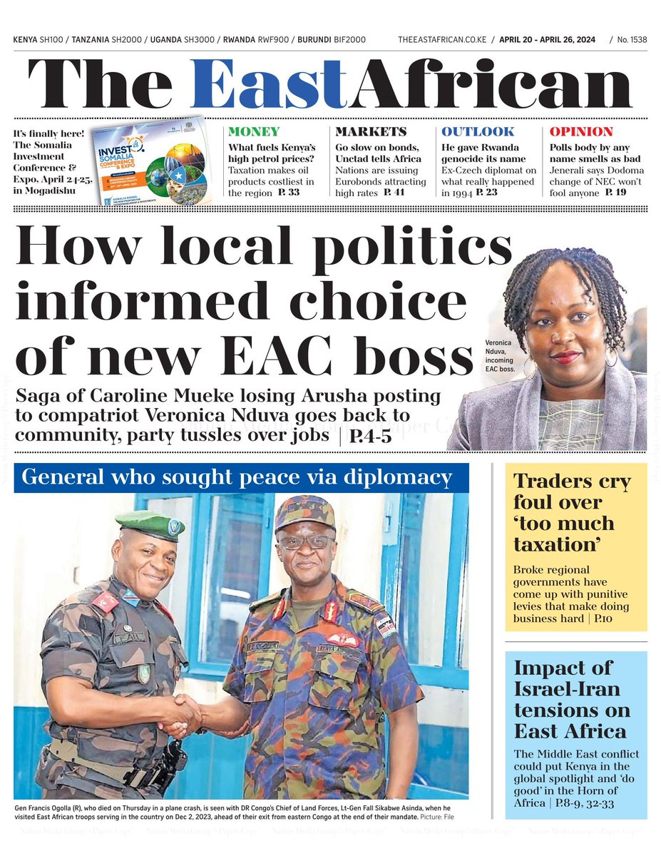 Today's newspaper headlines.

Saturday, 20th April 2024.

#ePaper #Gazeti #Magazeti #Kenya #CiscoMeraki #UbibotTemperatureHumiditySensors #IoT #VictorockKenya #Kioni #Sakaja #Jalas #ChiefOfDefenceForces