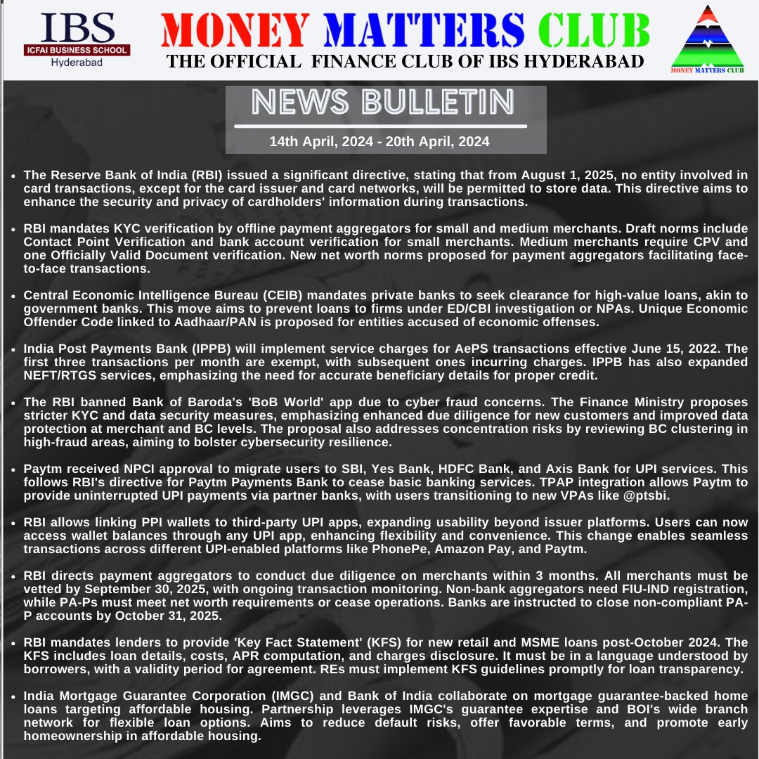 News highlights of the week 🗞️📰

#MoneyMattersClub
#IBSHyderabad
#BeyondTheRealmsOfFinance
#NewsInShort
#FinanceNews
#WeeklyUpdate
#OfficialFinanceClub
#NewsBulletin