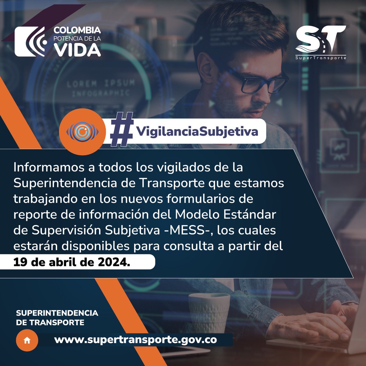 En la #SuperTransporte, estamos trabajando en los nuevos formularios de reporte de información del Modelo Estándar de #SupervisiónSubjetiva – MESS, que estarán disponibles para consulta a partir del 19 de abril de 2024. ABC➡️supertransporte.gov.co/documentos/202…