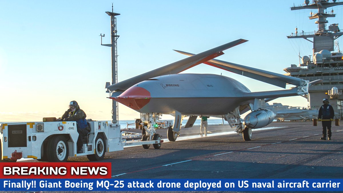 Finally!! Giant Boeing MQ-25 attack drone deployed on US naval aircraft carrier
#MQ25 #MQ25Stingray #USNavy #F35 #AircraftCarrier #Boeing #Naval #Drone #BreakingNews #IsraelIran

youtu.be/aRgRq2GmhBA