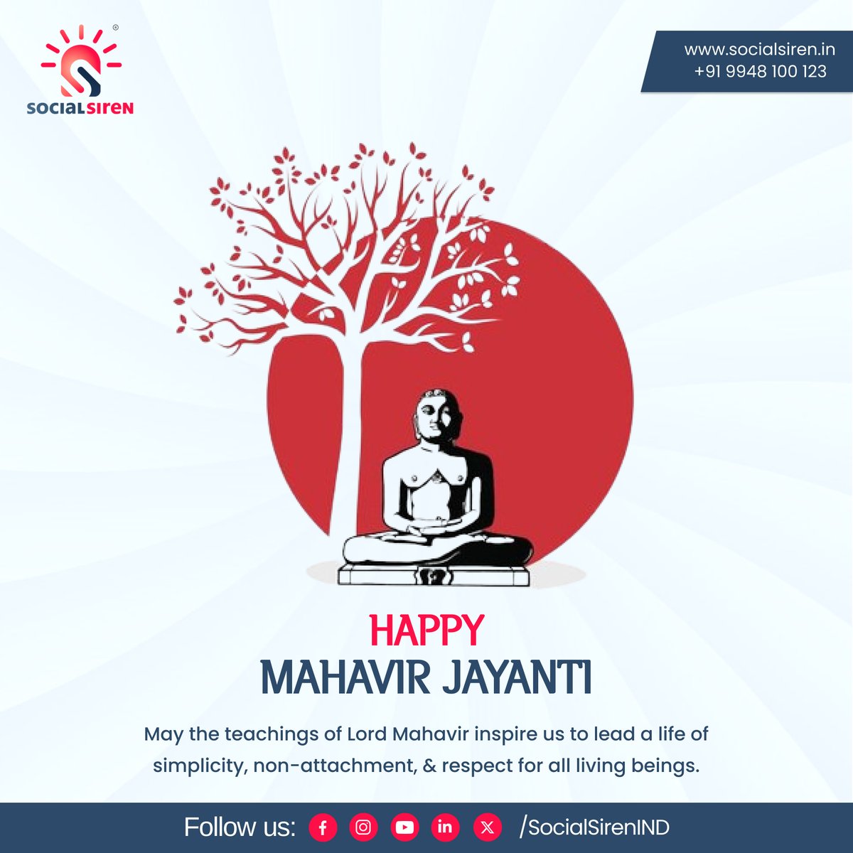 SocialSirenIND's tweet photo. May Lord Mahavir's teachings inspire a life of simplicity, non-attachment, and respect for all beings. #Mahavir #Simplicity #Compassion #Respect #Teachings #RespectLife #SpiritualGuidance #mahavirjayanti #jainism

#SocialSiren #DigitalMarketing #Advertising #Marketing #Branding https://t.co/kYIzAEasDp
