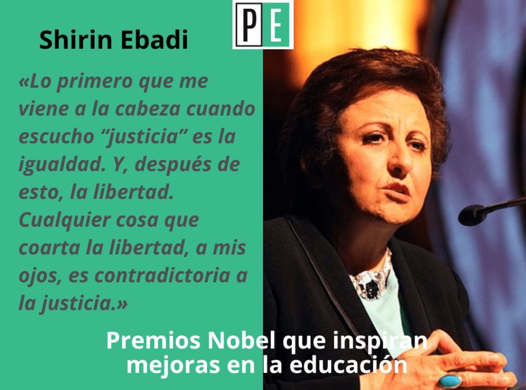 Premios Nobel que inspiran mejoras en la educación (6) ->buff.ly/4b5mCHt Shirin Ebadi habla también de un feminismo universal; se autodenomina musulmana y feminista, ya que el feminismo es el camino hacia la igualdad.