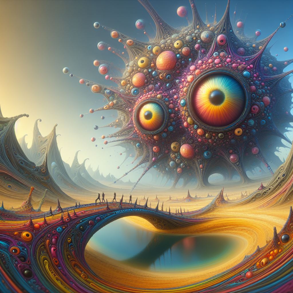 Itsallgravy_g's tweet photo. 'An imaginative depiction of another dimension with unique life forms and surreal landscapes.' #AIart #aiartcommunity #AI #aixhuman #aiassistedart #humanXaiEqaulsArt #AIcommunity #art #ArtistOnX #multipledimensions #CERN #DREAMS #lsd #mushrooms #psilocybin #psychedelics https://t.co/X9x3ewGXmw