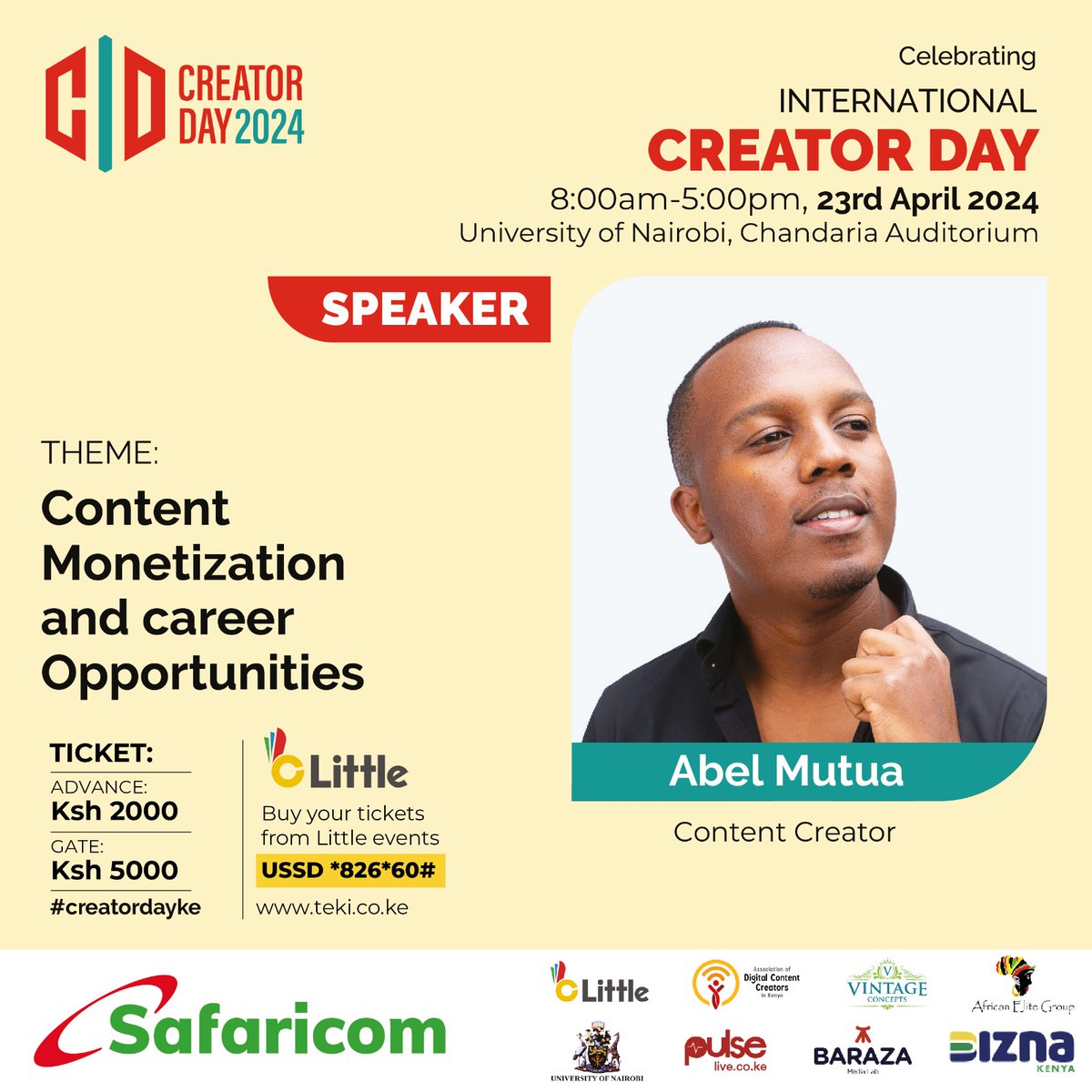 Learn how to turn influence to business feom on 23rd April at @uonbi as we celebrate international creator day #CreatorDayKE