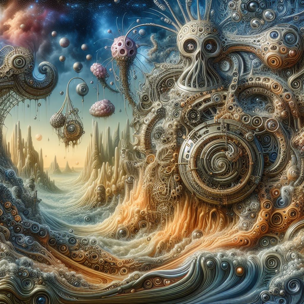 Itsallgravy_g's tweet photo. 'An imaginative depiction of another dimension with unique life forms and surreal landscapes.' #AIart #aiartcommunity #AI #aixhuman #aiassistedart #humanXaiEqaulsArt #AIcommunity #art #ArtistOnX #multipledimensions #CERN #DREAMS #lsd #mushrooms #psilocybin #psychedelics https://t.co/X9x3ewGXmw