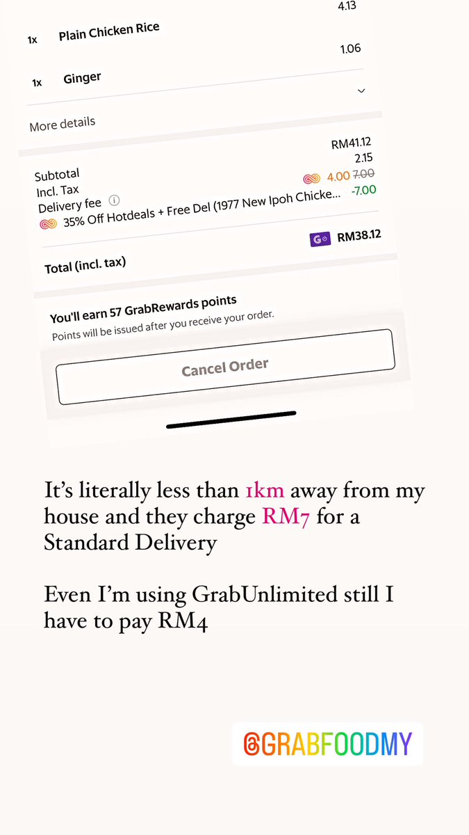 #GrabFoodMY RM7 for food delivery less than 1km?!?!?!