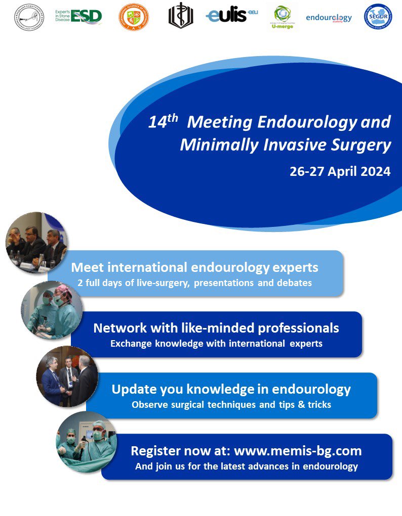 Join us next Friday for the 14th Meeting Endourology and Minimally Invasive Surgery in Sofia. Online attendance is free at: memis2024.hybridevents.bg/register/. Scientific programme available at: memis-bg.com @IliyaSaltirov @drkemalsarica @migokce