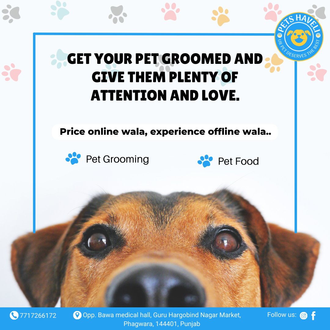 Pamper your furry friend with a grooming session they'll love! 🐾 Show them how much you care with our top-notch grooming services and treats. Spoil your pet because they deserve it!

#Petshaveli #Phagwara #Punjab #petstore #petshop #pets #petaccessories #petsupplies #petcare #p