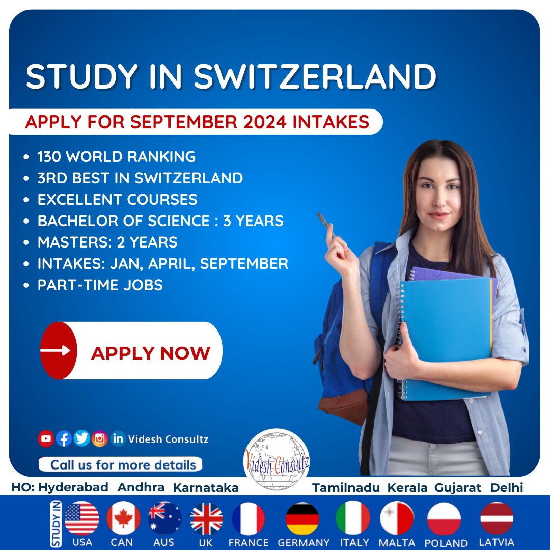 STUDY IN SWITZERLAND
'Embarking on an academic journey in the heart of Switzerland! 
Videshconsultz.com

#studyinswitzerland #switzerland🇨🇭#topuniversities #studyabroad #studentvisa #globaleducation #intetnationalstudents #educationsystem #videshconsultz #overseaseducation