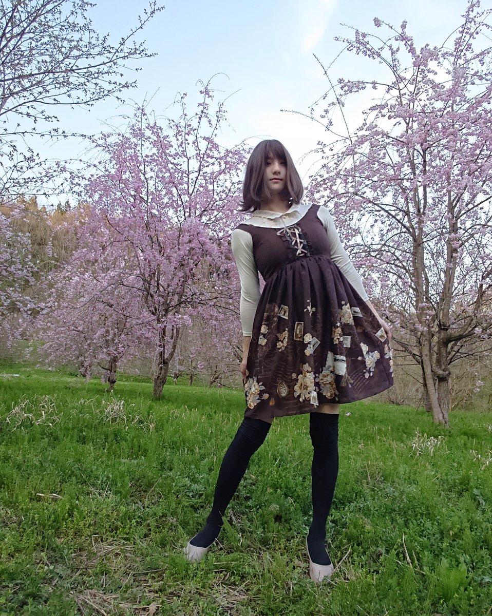 先週末に「桜を見るぞ」宣言をして、日曜日にやっと女装で桜巡りをしました。

林の中に枝垂桜の名所が有るという噂を聞いたので出かけてみました。

このときソメイヨシノは満開でしたが枝垂桜はちょっとだけ早かったみたいです。

でもすごくかわいい花でした。