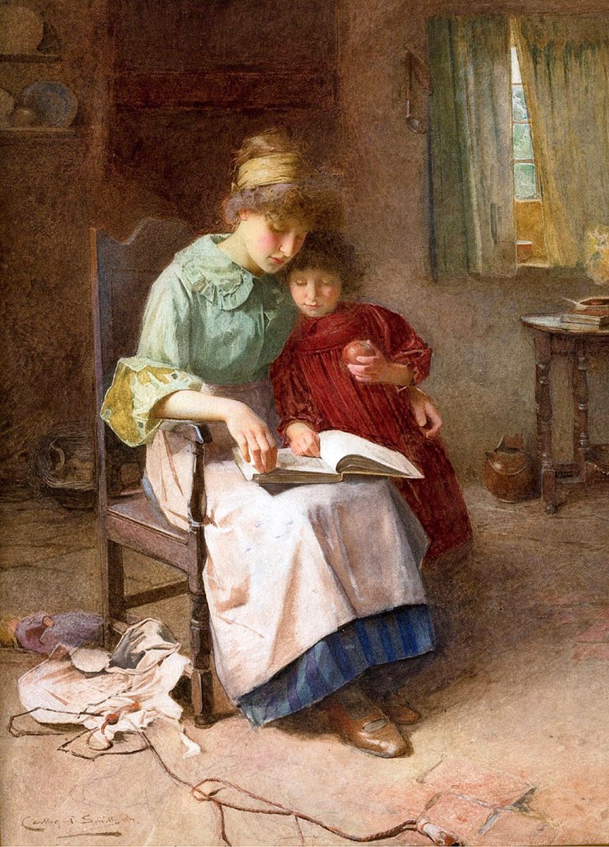 Carlton Alfred Smith: Mother and Child Reading a Story #art #painting #reading #books #love