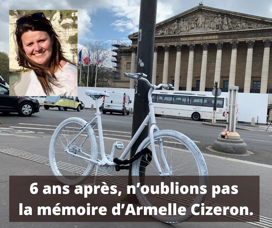 Il y a 6 ans, le #20avril 2018, Armelle Cizeron, collaboratrice parlementaire, âgée de seulement 30 ans, décédait tragiquement à vélo, fauchée par un camion devant l’@AssembleeNat. N’oublions jamais sa #mémoire. Pensées émues pour ses proches ainsi que pour ses collègues. 🖤🚲😢